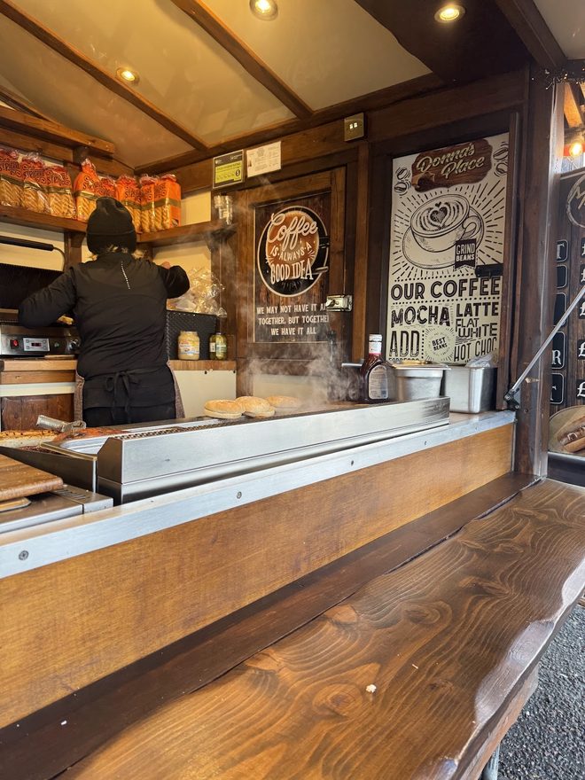 Serving from behind the counter